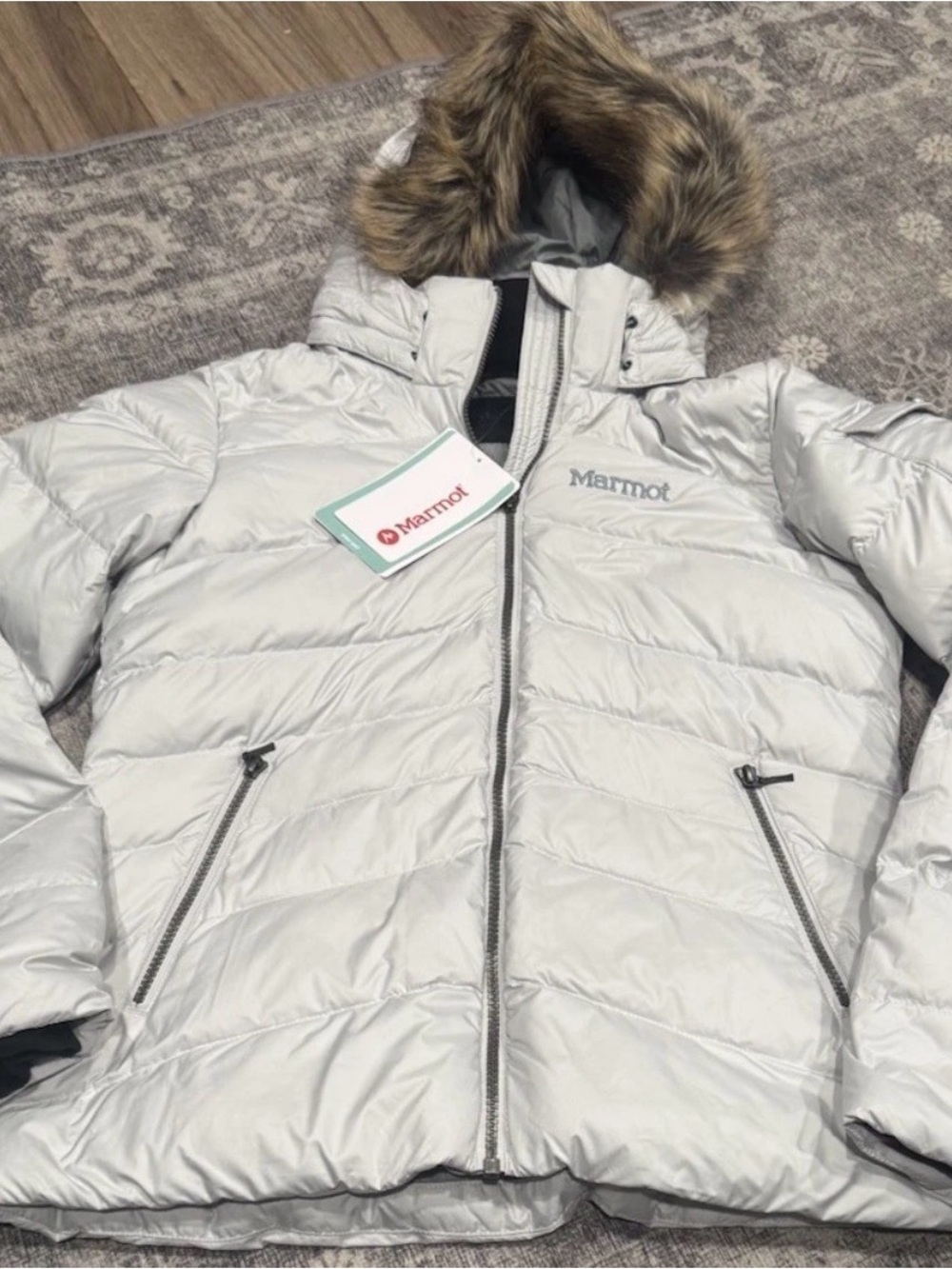 Marmot Ithaca 700 Down Hooded Jacket Bright Steel Women's Size Small P New $250